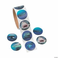 Flash Sale 👏 Realistic Photo Shark Sticker Roll - 100 Pc. 🌟 -Animal toys Shop 13684681