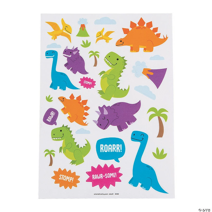 Wholesale π Trendy Dinosaur Sticker Sheets - 24 Pc. π 2 Wholesale π Trendy Dinosaur Sticker Sheets - 24 Pc. π - Image 2