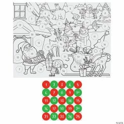 Animal toys Shop 11 Flash Sale 🌟 Christmas Countdown Coloring Sheets with Stickers - 30 Pc. 🧨