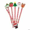 Cheapest 🔔 Christmas Pencils with Assorted Pencil Top Erasers - 12 Pc. 👍