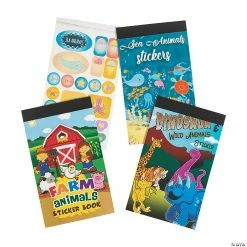 Promo 😀 Dinosaurs & Animals Books of Stickers - 3 Pc. 🔔