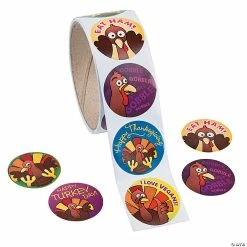 Buy 😉 Funny 👪 Thanksgiving Sticker Roll - 100 Pc. 💯
