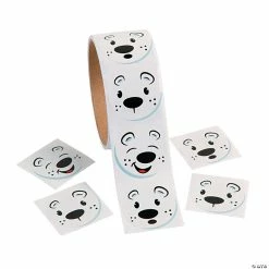 Wholesale 😉 Polar Bear Face Sticker Roll - 100 Pc. 🥰
