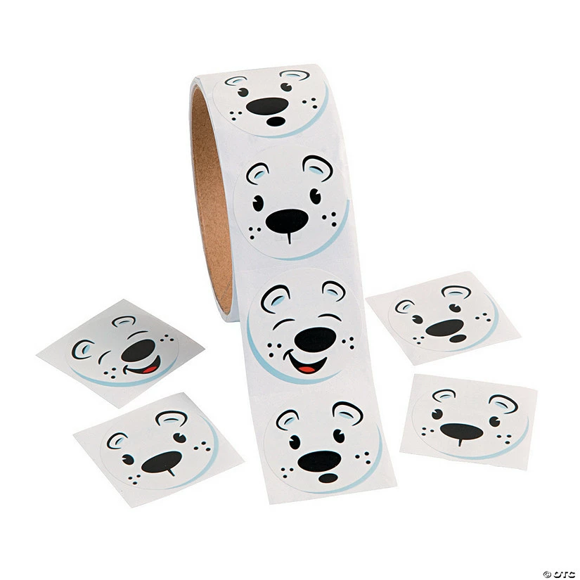 Wholesale π Polar Bear Face Sticker Roll - 100 Pc. π₯° 1 Wholesale π Polar Bear Face Sticker Roll - 100 Pc. π₯°